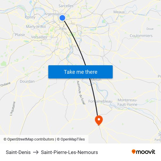 Saint-Denis to Saint-Pierre-Les-Nemours map