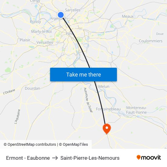 Ermont - Eaubonne to Saint-Pierre-Les-Nemours map