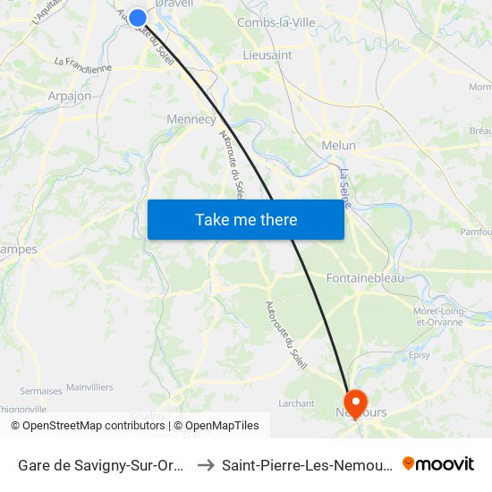 Gare de Savigny-Sur-Orge to Saint-Pierre-Les-Nemours map