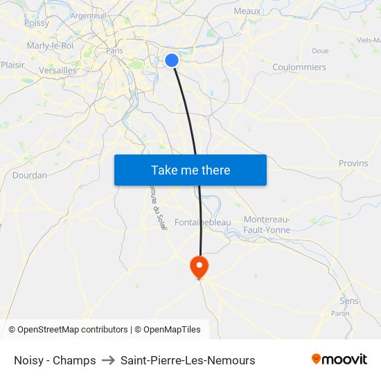 Noisy - Champs to Saint-Pierre-Les-Nemours map