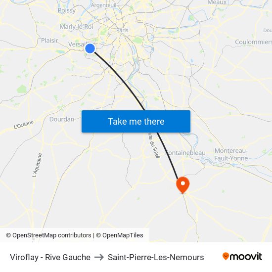 Viroflay - Rive Gauche to Saint-Pierre-Les-Nemours map