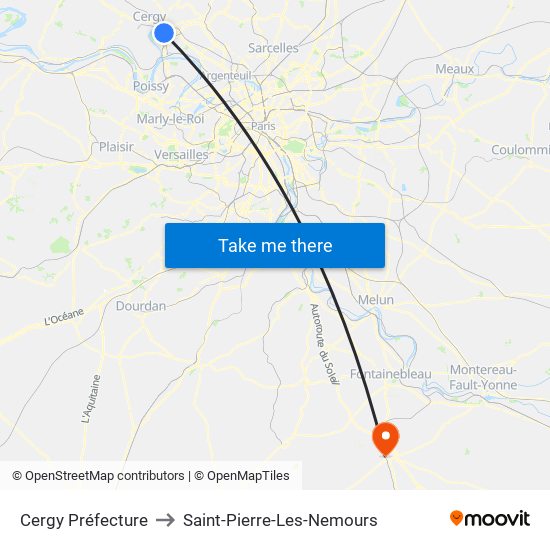 Cergy Préfecture to Saint-Pierre-Les-Nemours map