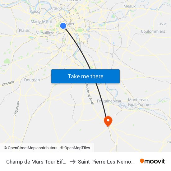 Champ de Mars Tour Eiffel to Saint-Pierre-Les-Nemours map