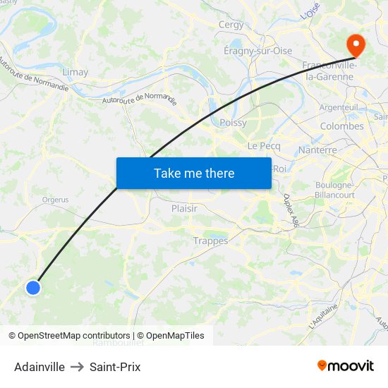 Adainville to Saint-Prix map