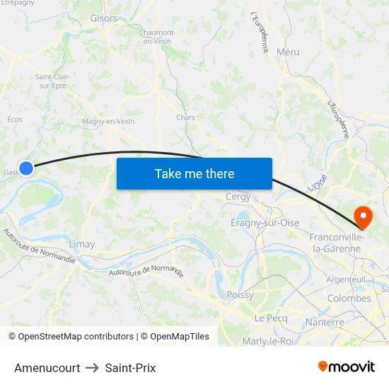 Amenucourt to Saint-Prix map