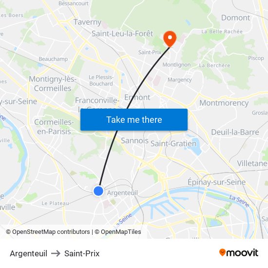 Argenteuil to Saint-Prix map