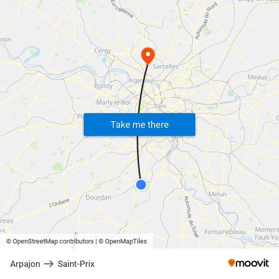 Arpajon to Saint-Prix map