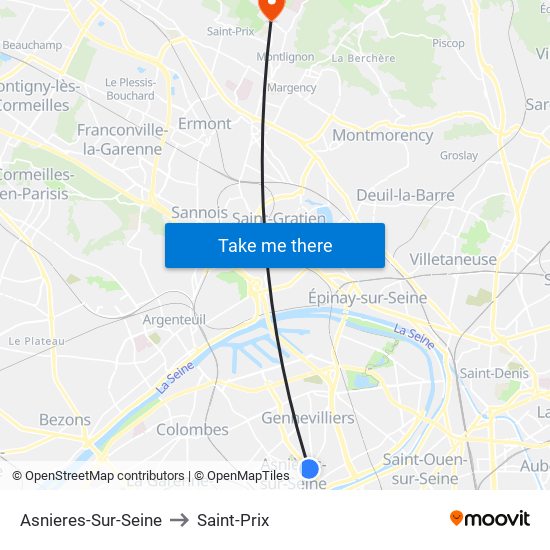 Asnieres-Sur-Seine to Saint-Prix map
