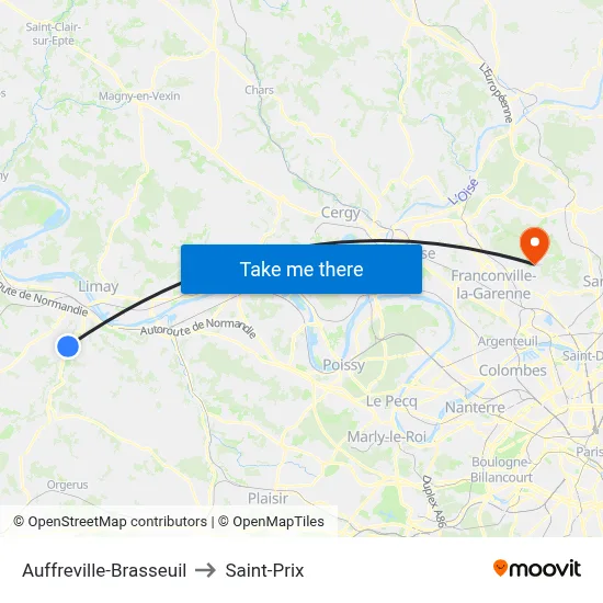 Auffreville-Brasseuil to Saint-Prix map