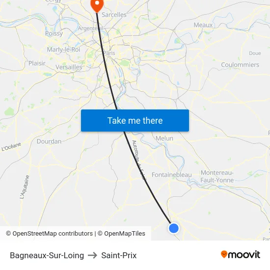 Bagneaux-Sur-Loing to Saint-Prix map