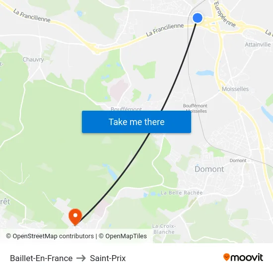 Baillet-En-France to Saint-Prix map