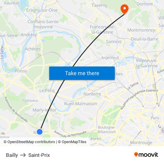 Bailly to Saint-Prix map