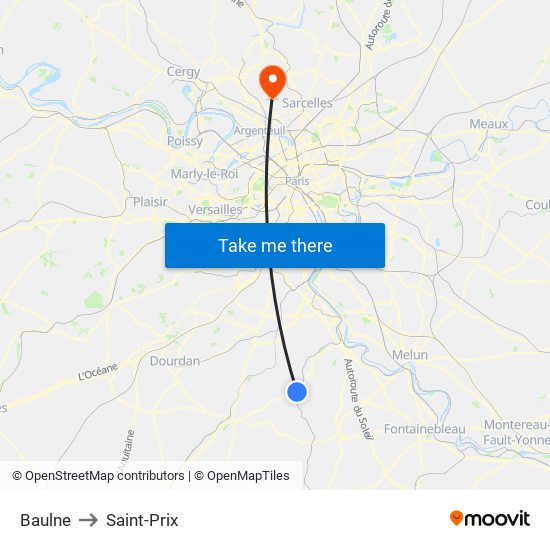 Baulne to Saint-Prix map