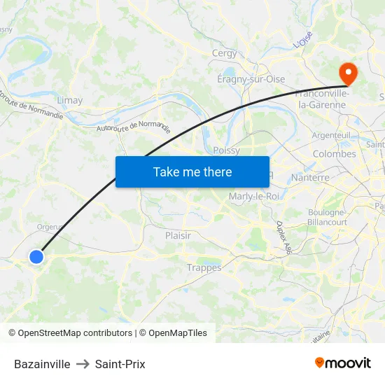 Bazainville to Saint-Prix map