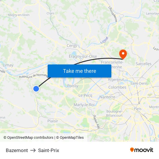 Bazemont to Saint-Prix map
