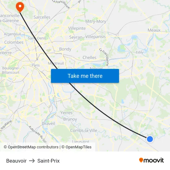 Beauvoir to Saint-Prix map