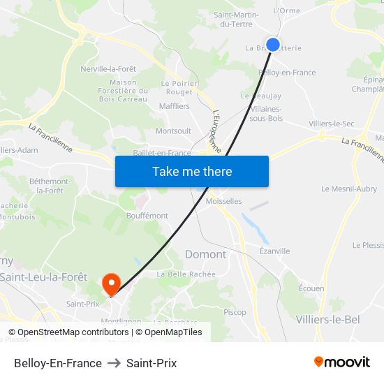Belloy-En-France to Saint-Prix map