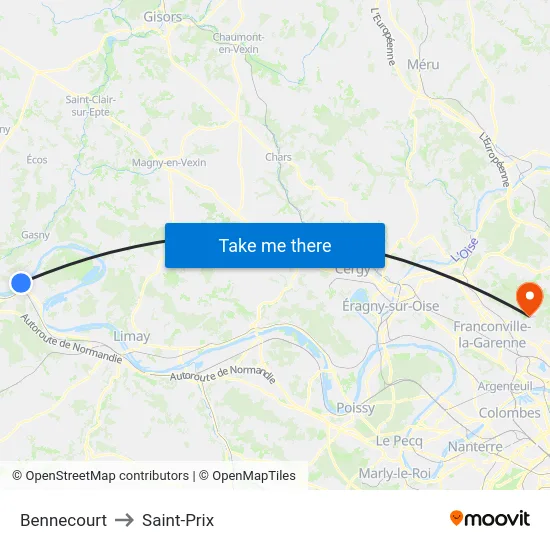 Bennecourt to Saint-Prix map
