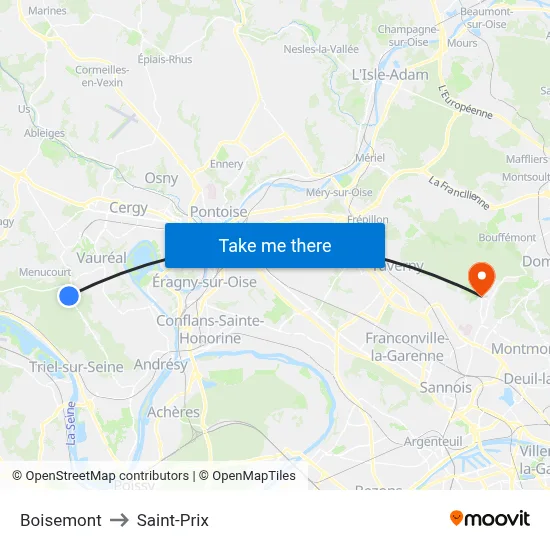 Boisemont to Saint-Prix map