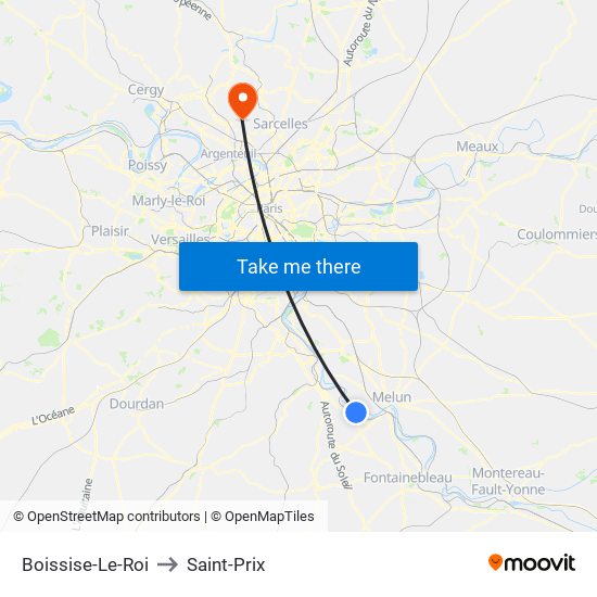 Boissise-Le-Roi to Saint-Prix map