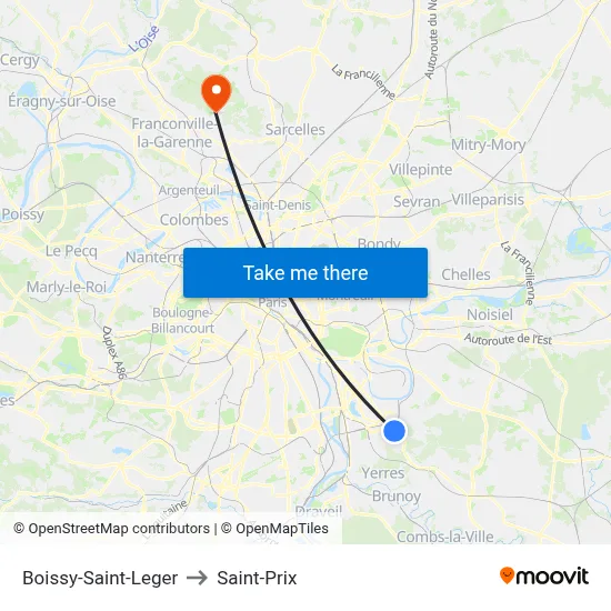 Boissy-Saint-Leger to Saint-Prix map
