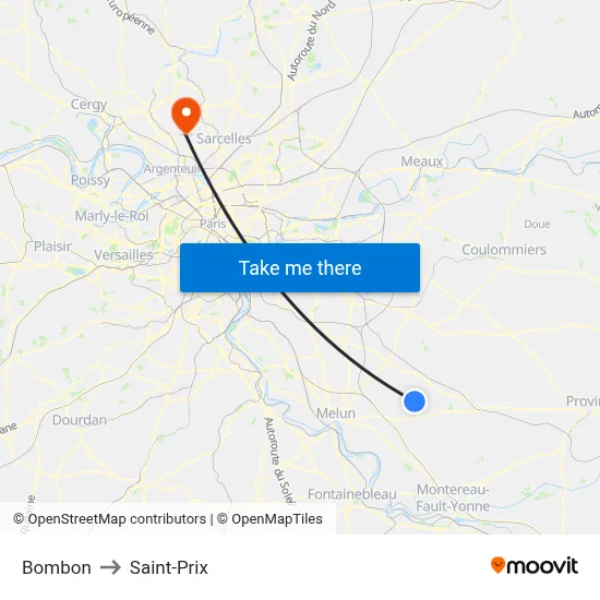 Bombon to Saint-Prix map