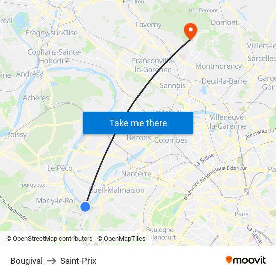 Bougival to Saint-Prix map