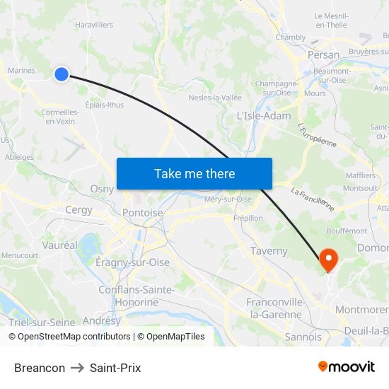 Breancon to Saint-Prix map