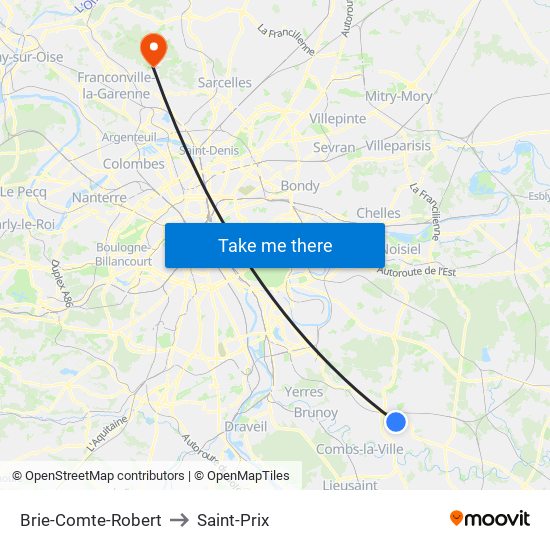 Brie-Comte-Robert to Saint-Prix map