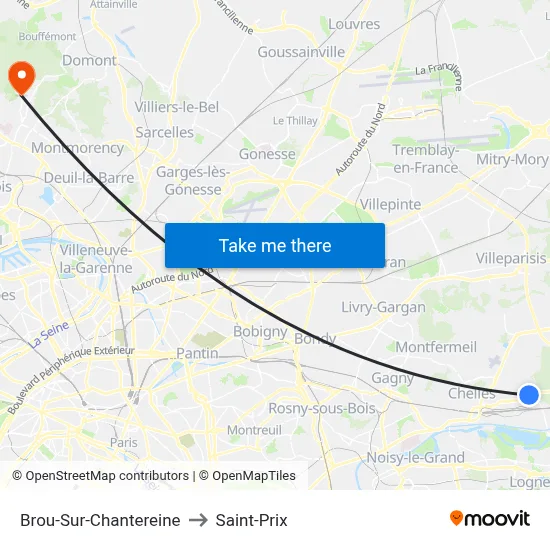 Brou-Sur-Chantereine to Saint-Prix map