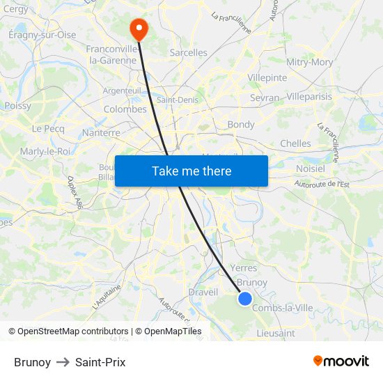 Brunoy to Saint-Prix map