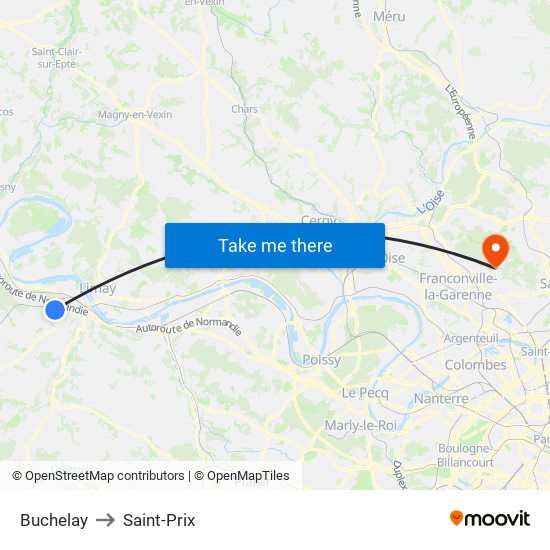 Buchelay to Saint-Prix map