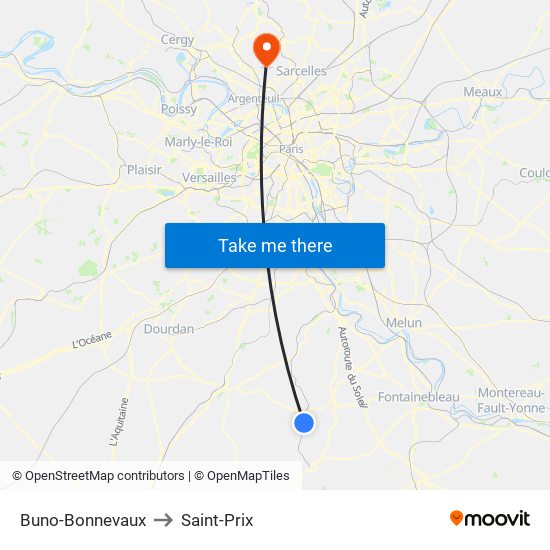 Buno-Bonnevaux to Saint-Prix map
