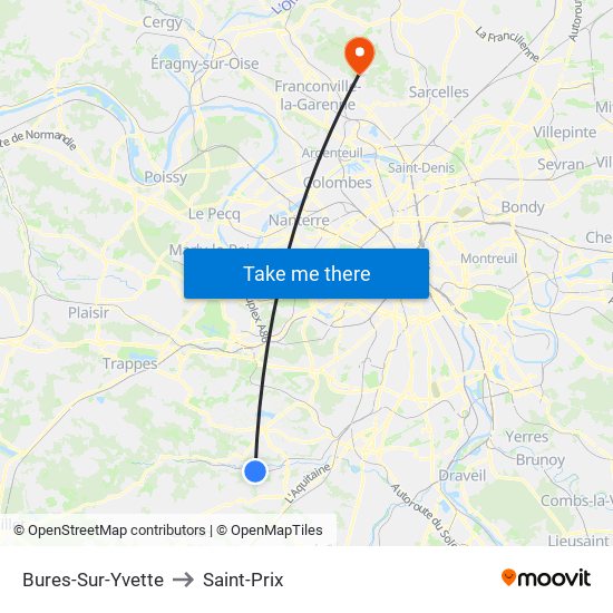 Bures-Sur-Yvette to Saint-Prix map