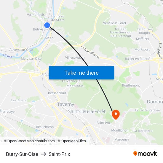 Butry-Sur-Oise to Saint-Prix map