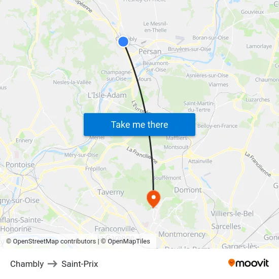 Chambly to Saint-Prix map