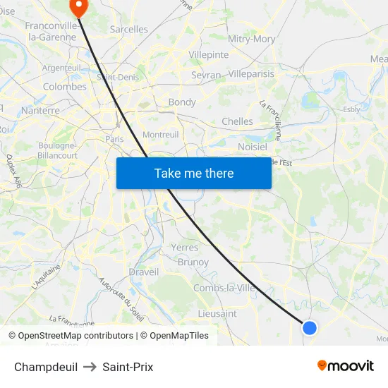 Champdeuil to Saint-Prix map