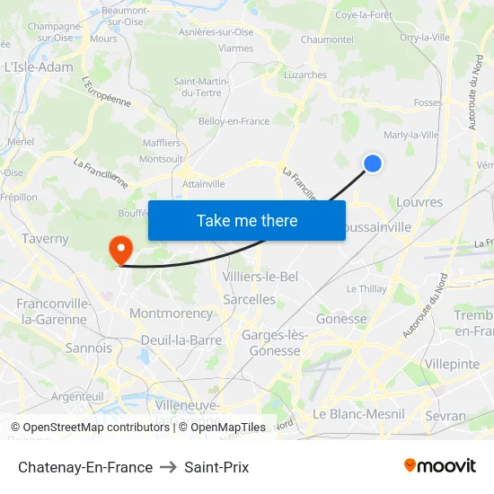 Chatenay-En-France to Saint-Prix map