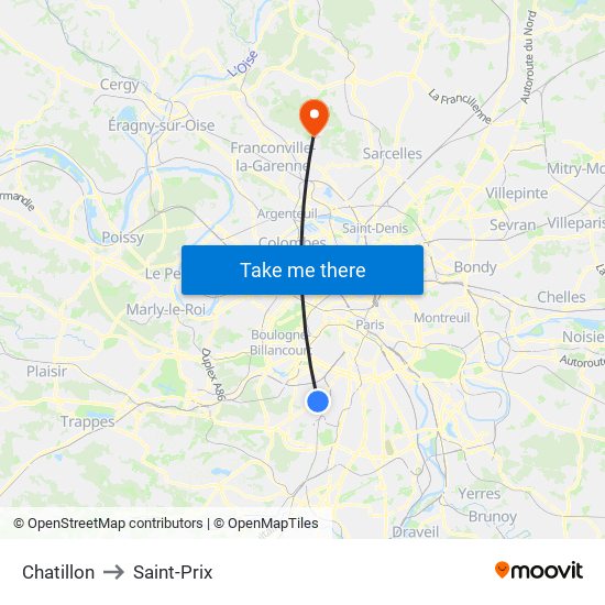 Chatillon to Saint-Prix map