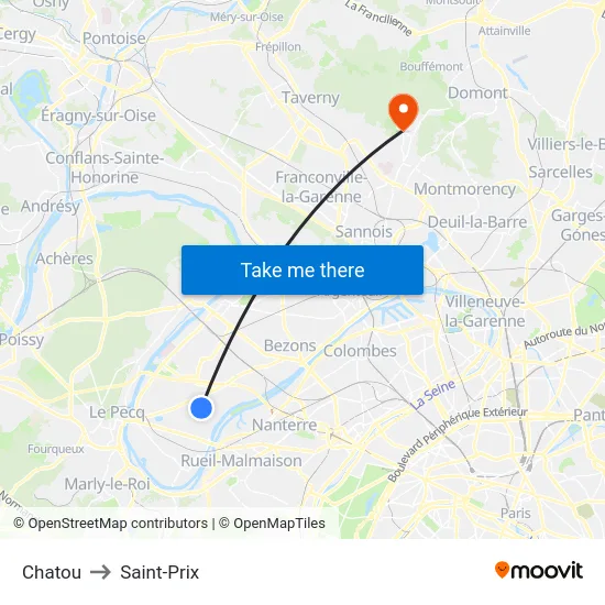 Chatou to Saint-Prix map