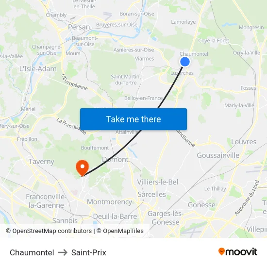 Chaumontel to Saint-Prix map