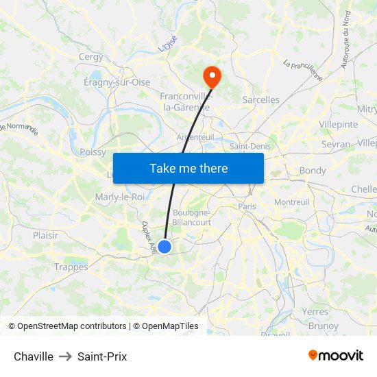 Chaville to Saint-Prix map