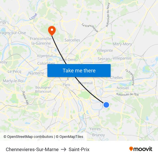 Chennevieres-Sur-Marne to Saint-Prix map