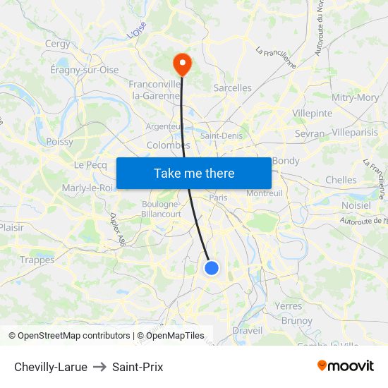 Chevilly-Larue to Saint-Prix map