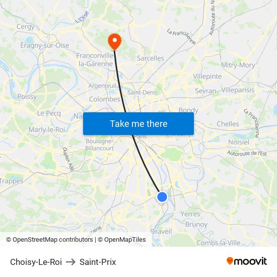 Choisy-Le-Roi to Saint-Prix map