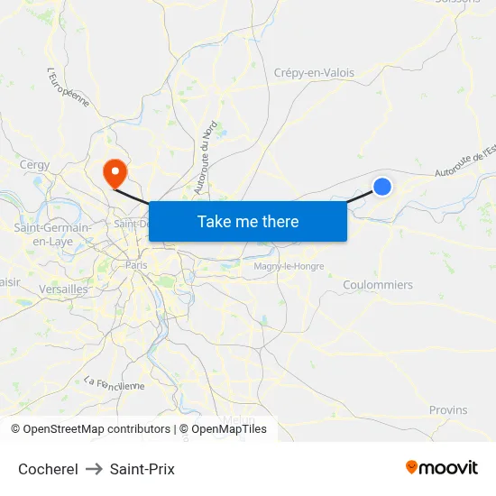 Cocherel to Saint-Prix map