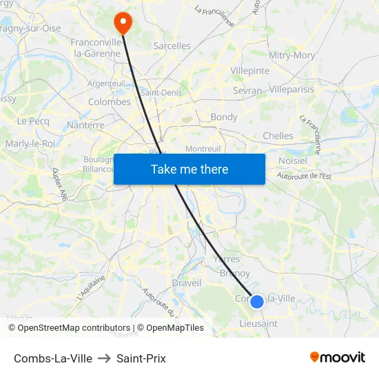 Combs-La-Ville to Saint-Prix map