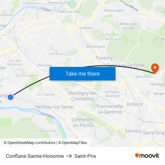 Conflans-Sainte-Honorine to Saint-Prix map