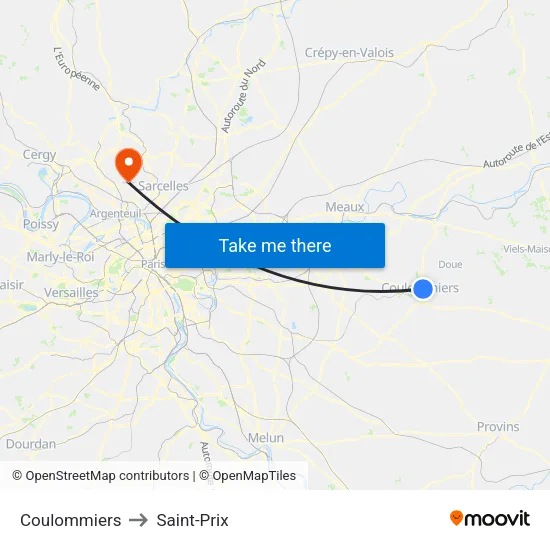 Coulommiers to Saint-Prix map