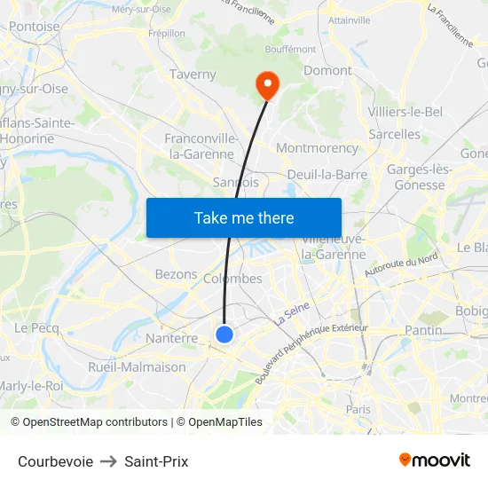Courbevoie to Saint-Prix map
